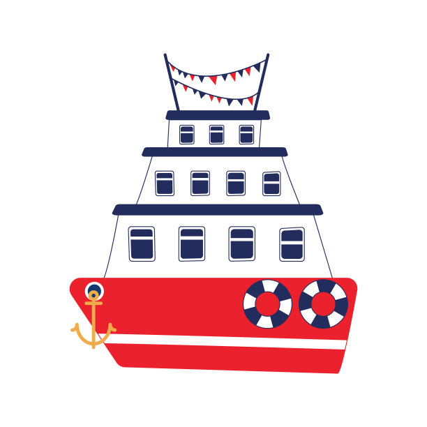 带两个救生圈的三层游轮图片下载