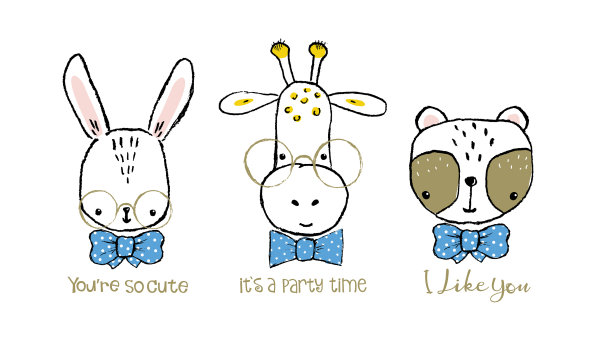 设定可爱的动物的脸手绘图片下载