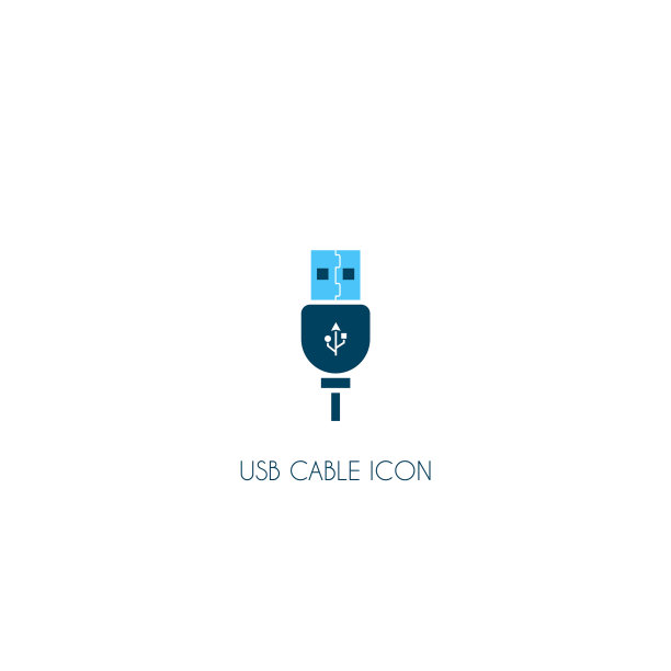 Usb电缆图标符号隔离在白色背景图片下载