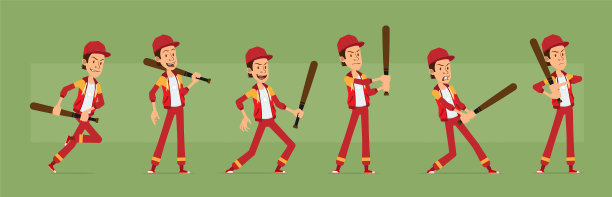 卡通有趣的运动员人物大设置图片下载