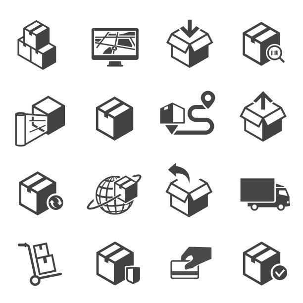包裹递送图标或符号集图片下载