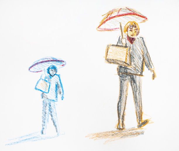 画的是一个穿着西装打着伞的女人图片下载