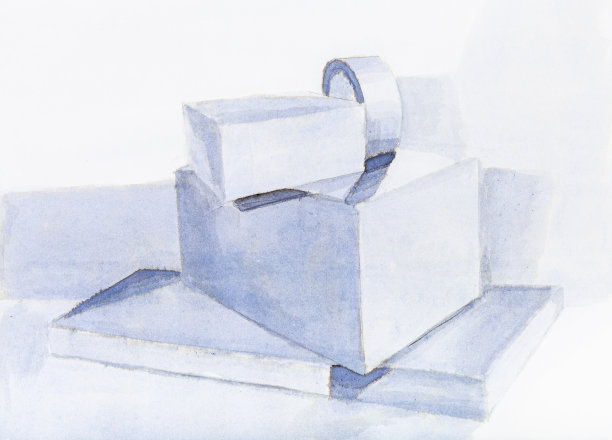 有几个盒子和胶带的静物画图片下载