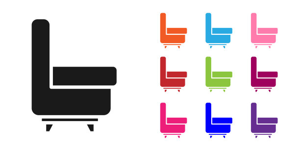 黑色扶手椅图标孤立的白色背景图片下载