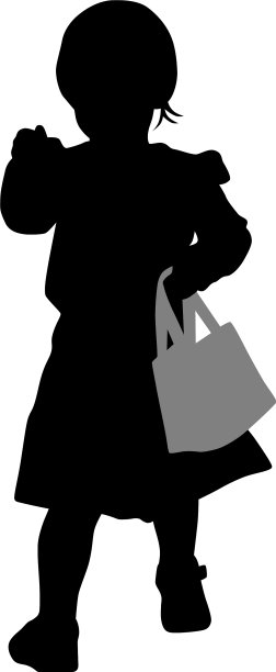 穿短裙和凉鞋的小女孩的剪影图片下载