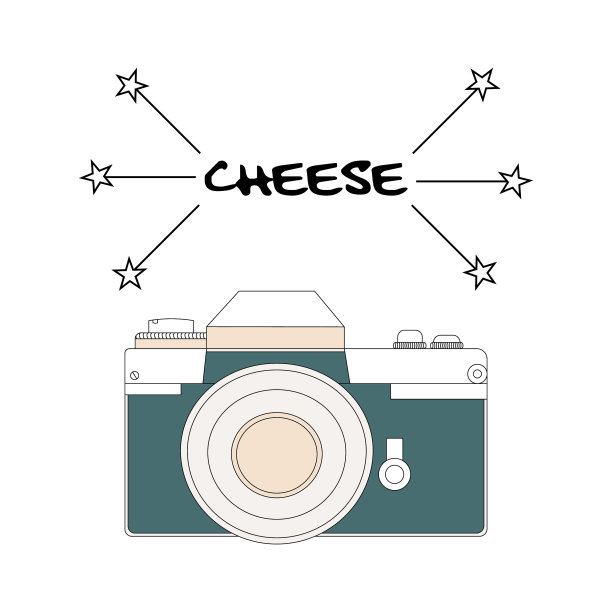 带有题词的老式手绘相机图片下载