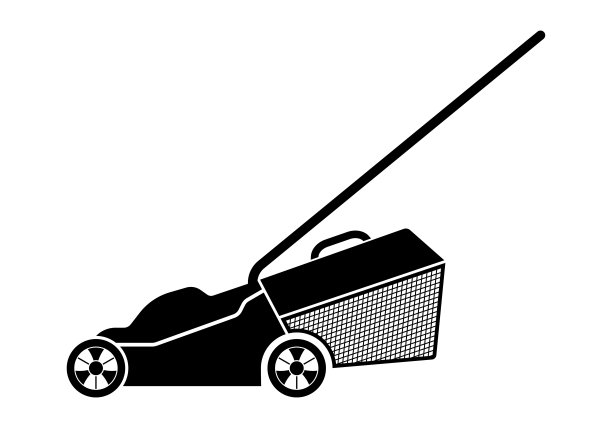 割草机图标。割草机轮廓。草机。矢量插图。图片下载