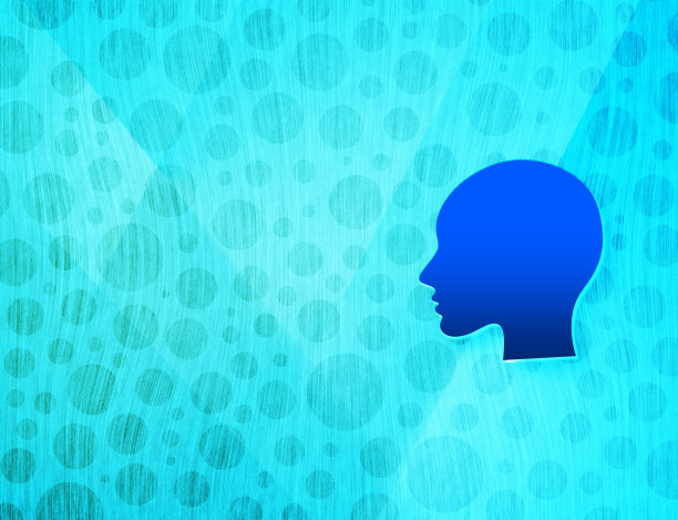 头女人的脸图标闪亮的泡泡抽象青蓝背景湿水纹理插图图片下载