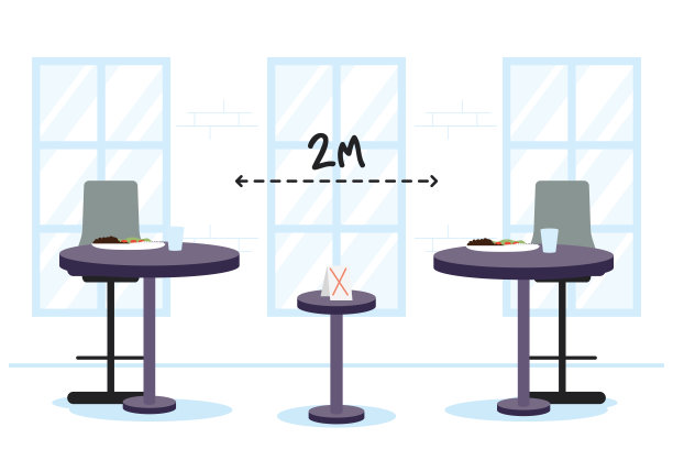 餐厅餐桌与远处的社交场景图片下载