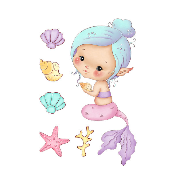 可爱的卡通小美人鱼素材图片