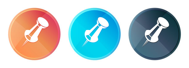 推针图标蒸汽雾圆形按钮设置闪亮的插图图片下载