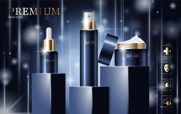 每年或节日特卖补水面霜。银和金膏面膜瓶隔离在亮片颗粒背景上。优雅的化妆品广告，插画。图片下载