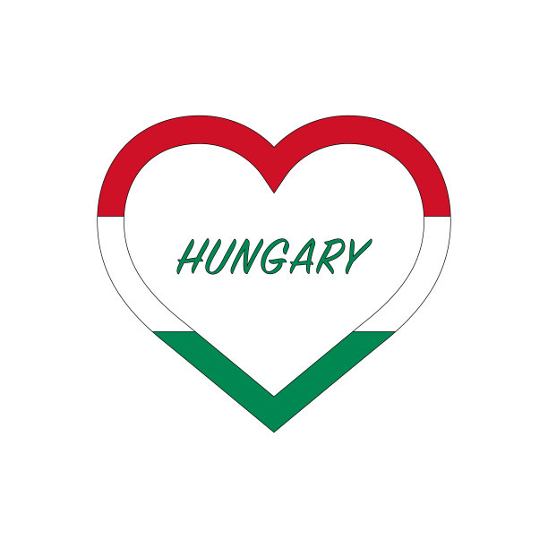 匈牙利国旗在心中。我爱我的祖国。的迹象。股票矢量插图孤立在白色背景。图片下载
