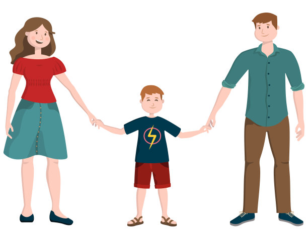 卡通风格的幸福家庭。图片下载