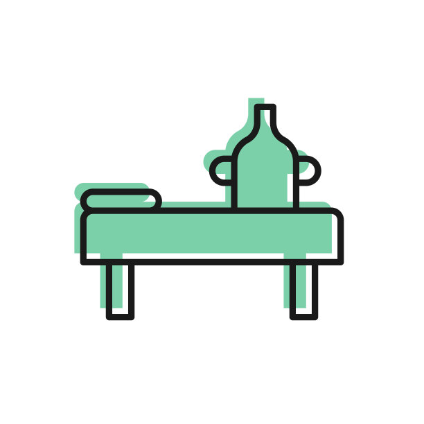 黑色线按摩表与油图标孤立在白色背景。向量图片下载