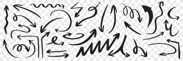 一套手绘黑色箭头图片下载