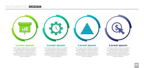 设置图形，图表，图表，信息图，时间管理，金字塔图信息图和光标和硬币。业务信息图模板。向量图片下载