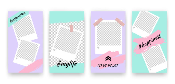 社交媒体的时尚可编辑集模板图片下载