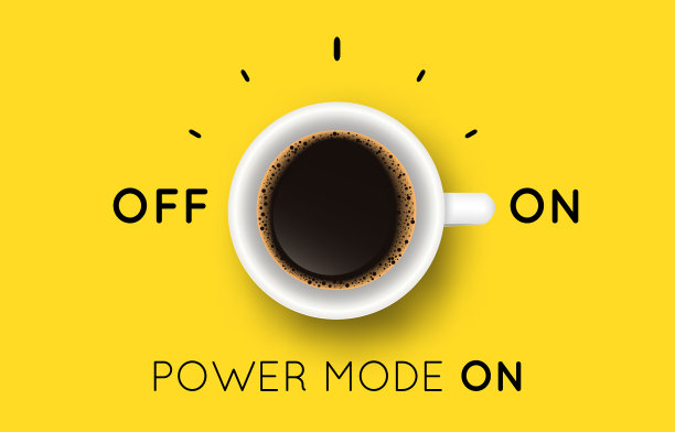 与咖啡杯俯视图和电源模式上短语图片下载