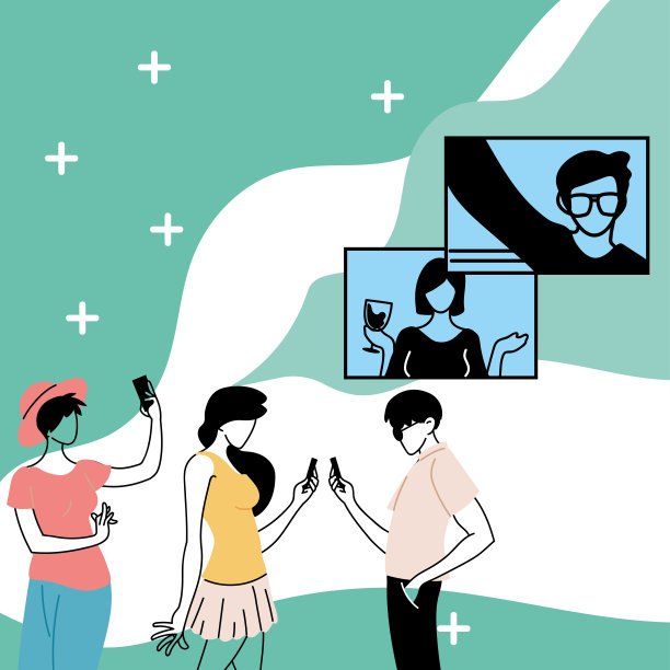人们在虚拟会议与朋友图片下载
