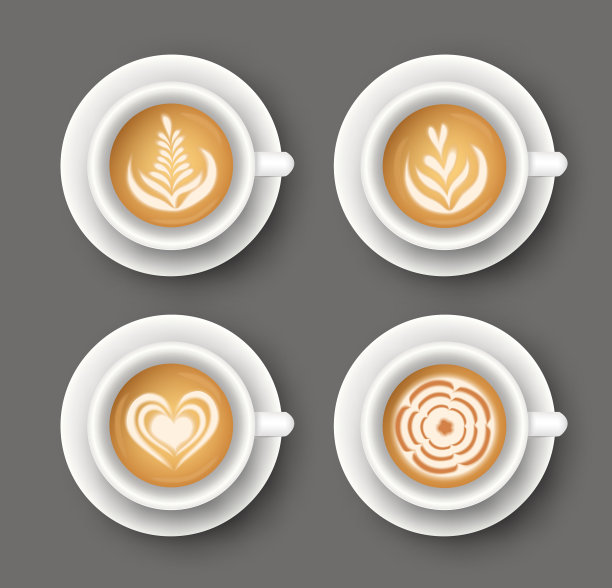 设置与现实的白色杯与咖啡图片下载