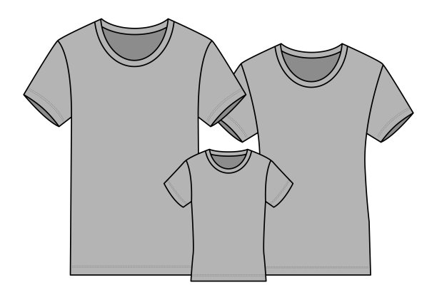 空白灰色家庭t恤矢量模板图片下载