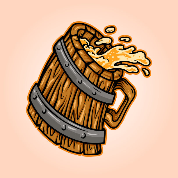 木制复古玻璃啤酒吉祥物插画图片下载