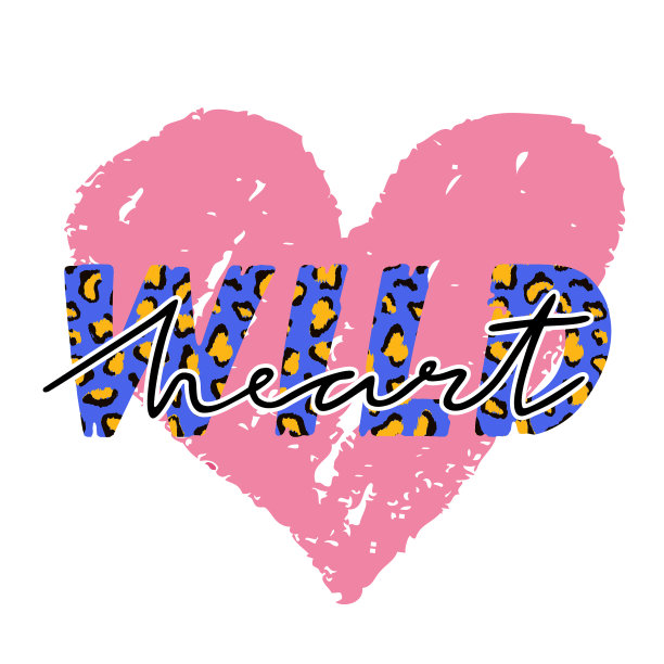 带着狂野之心的标语搭配豹纹皮的t恤图片下载