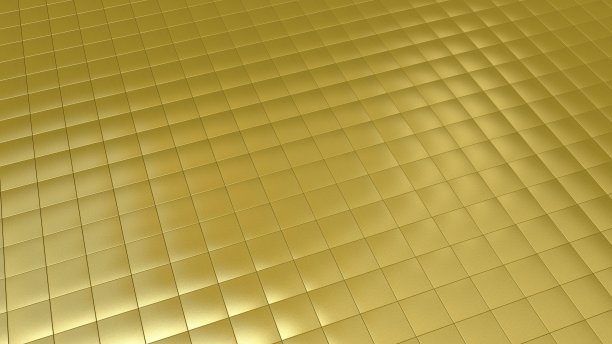 背景图像与金色瓷砖透视视图- 3D渲染图片下载