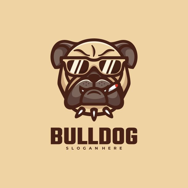 矢量插图公牛狗简单吉祥物风格。图片下载