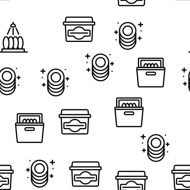 洗碗机器具矢量无缝模式图片下载