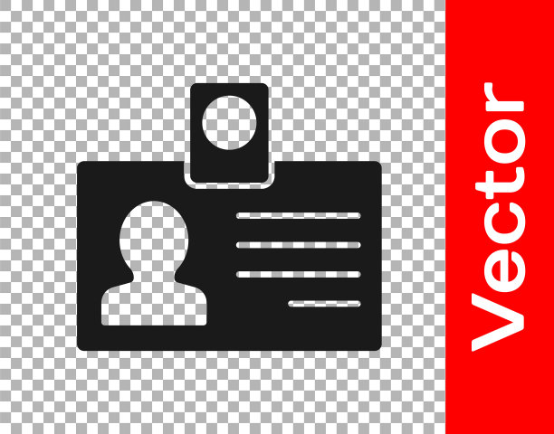 黑色识别徽章图标隔离在透明的背景。它可以用于展示，公司的身份，广告。向量图片下载
