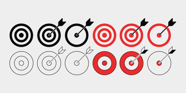 白色背景上的一组目标图标图片下载