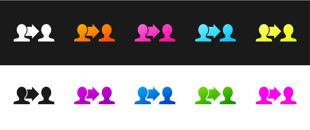 设置项目团队基地图标隔离在黑色和白色背景。业务分析与规划、咨询、团队合作、项目管理。向量图片下载