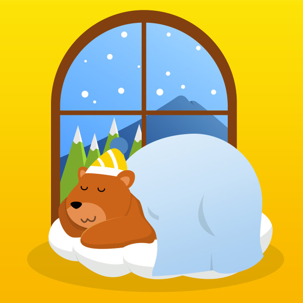 可爱的小熊在雪地里冬眠图片下载