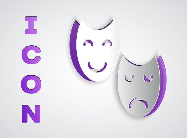 剪纸风：戏剧面具（喜剧与悲剧）图片下载