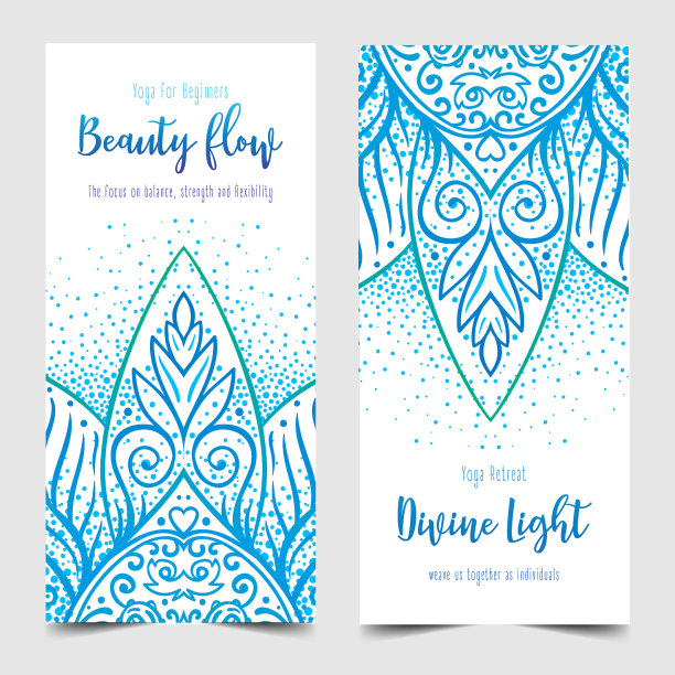 伸展和力量瑜伽卡设计丰富多彩图片下载