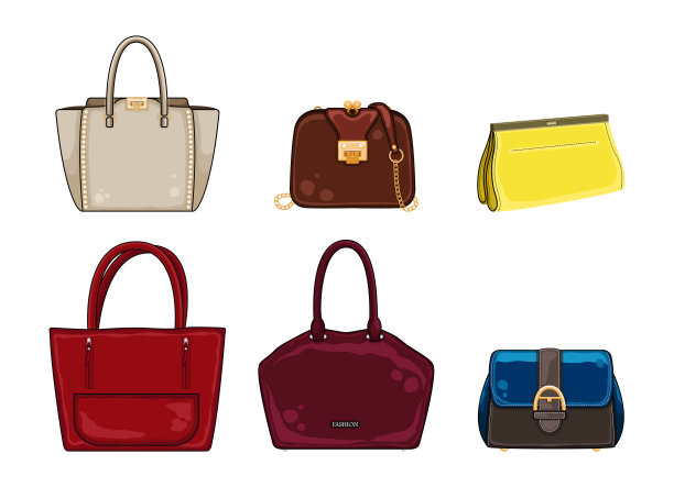 女彩色包设计师女士手提包系列。不同的时尚皮革和绒面革包，时尚休闲风格手提包图片下载