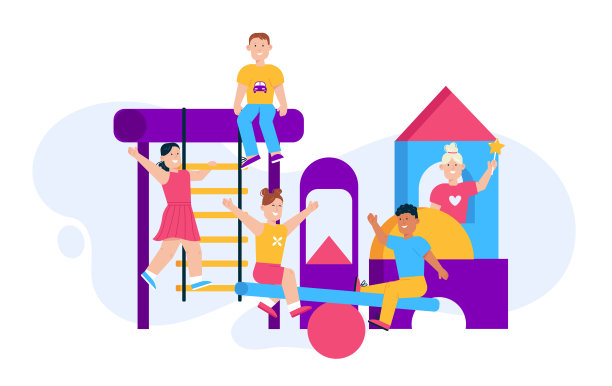 矢量人物插图的儿童在操场上玩图片下载