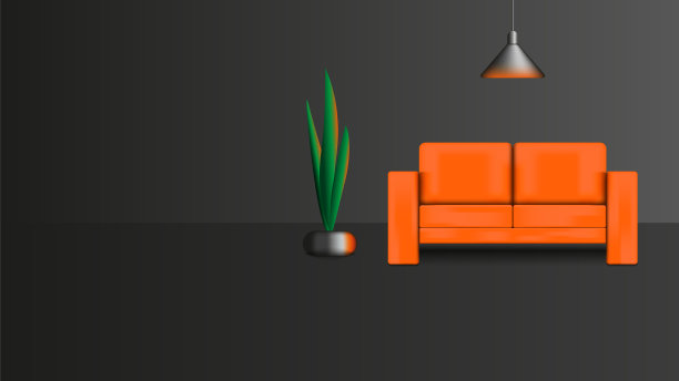 室内设计一个带有家具的黑暗休息室图片下载