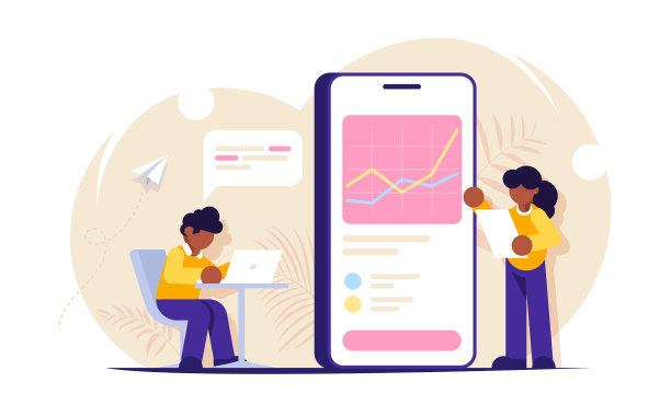 数据分析概念男人和女人工作与大图片下载