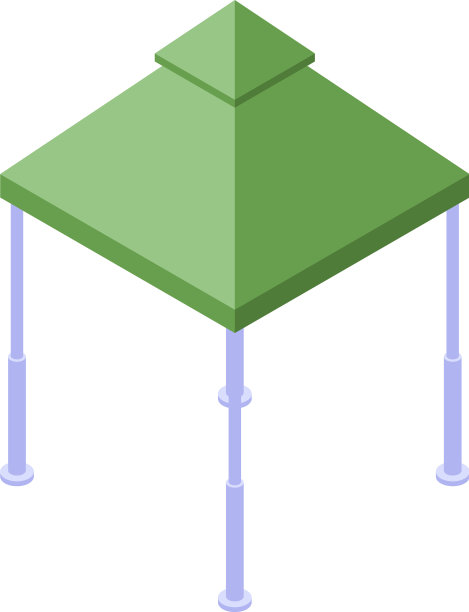 绿色凉亭图标等距风格图片下载