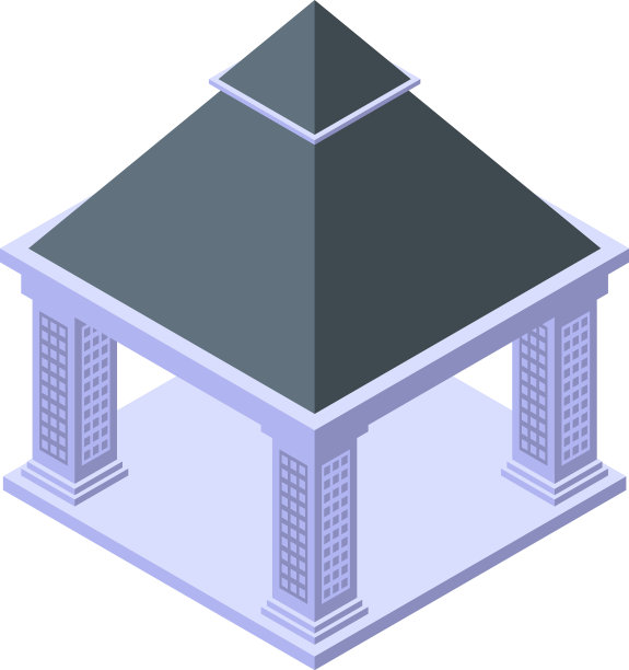 石凉亭图标等距风格图片下载