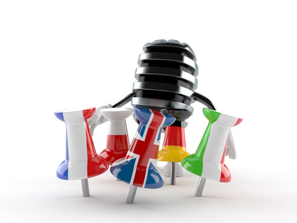 麦克风字符与图钉在旗帜图片下载