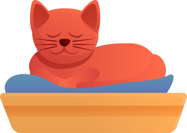 睡觉的猫在盒子图标卡通风格图片下载