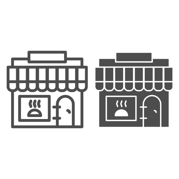 杂货店线和固体图标食品购物图片下载
