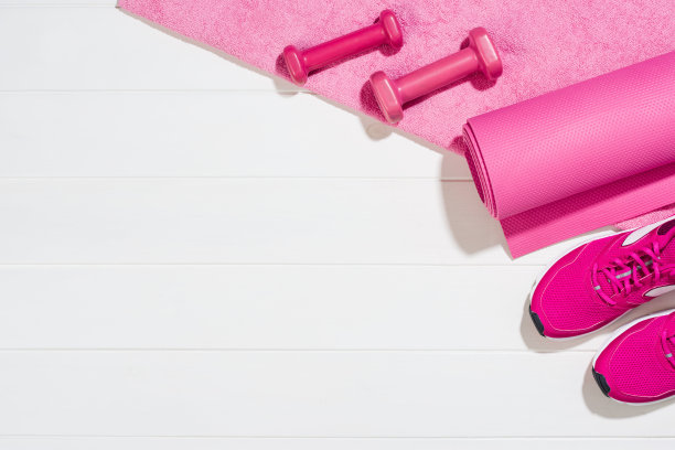 运动健身平铺配件背景，俯视图，拷贝空间图片下载