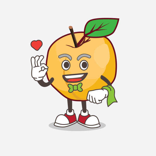 杏卡通人物作为吉祥物工作图片下载