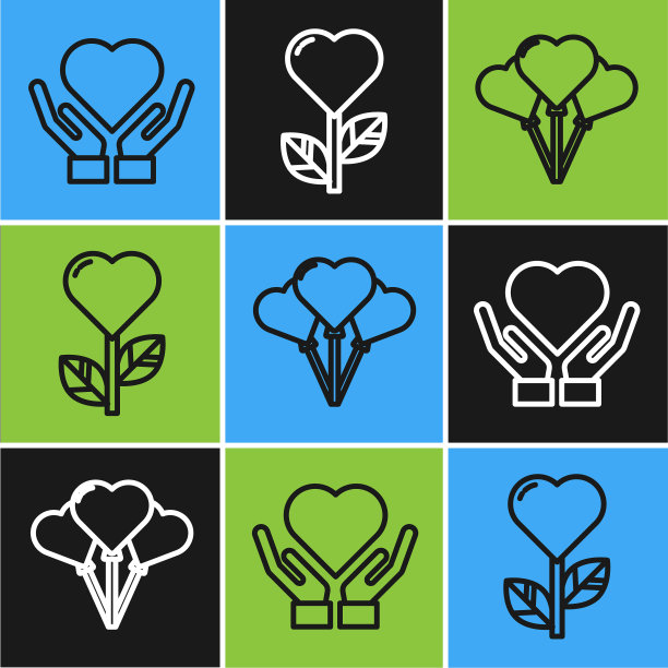 在手气球上放置心形线图片下载