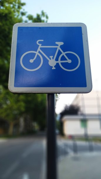 城市街道上自行车道的自行车标志。图片下载